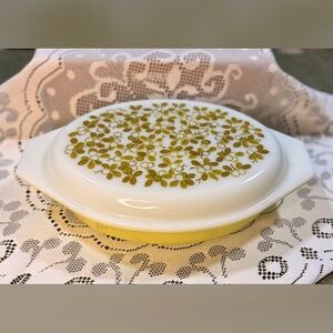 HTF Vintage Pyrex Verde Olive Divided Casserole w/ Lid – 1970s MCM